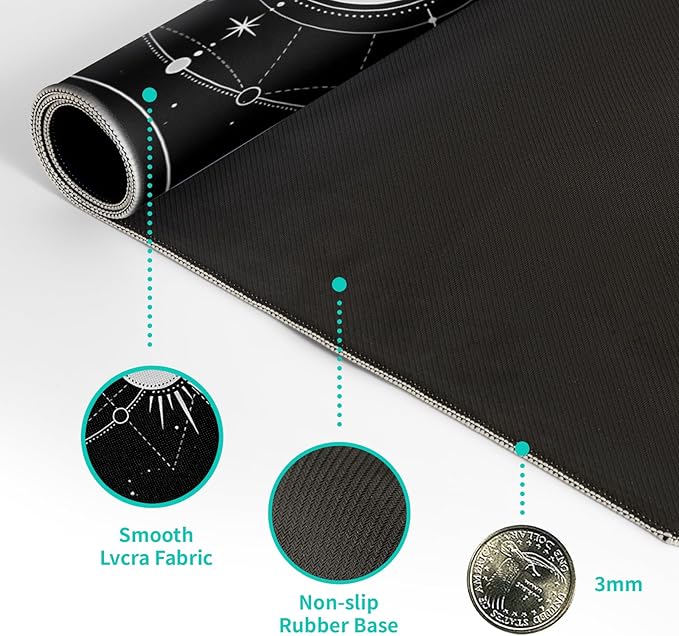 Sun Moon Gaming Mouse Pad Black Large Mouse Pad for Keyboard and Mousepad Desk Mat with 3mm Non-Slip Base and Stitched Edge for Gaming and Office Computer Mat Protector Mat 27.6x11.8 Inch