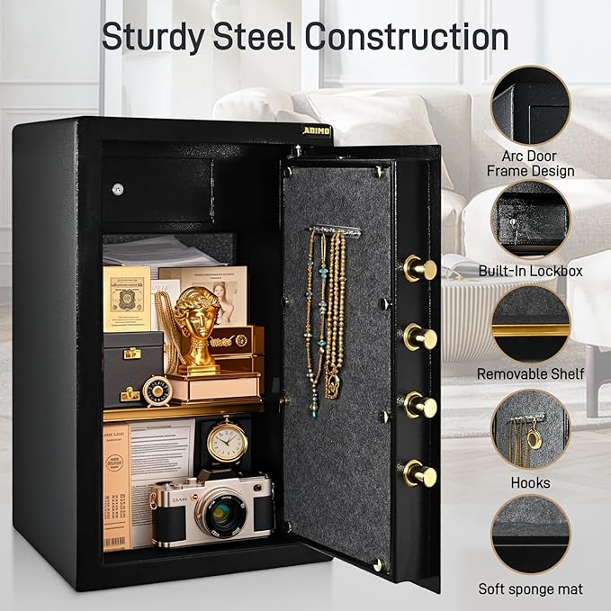 ADIMO Safe Box, 3.6 Cuft Large Heavy Duty Home Safe With Lockable Cabinet&Fireproof Waterproof Money Bag, Digital Keypad And Dual Key System, Big Money Box For Document Jewelry Collections Home Office