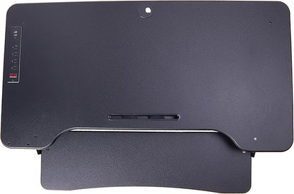 Rocelco 46" Electric Standing Desk Converter with AC Outlet USB Charger and Dual Monitor Arm Mount - Motorized Adjustable Sit Stand Riser - Tabletop Workstation Keyboard Tray - Black (R EDRB-46-MA2)