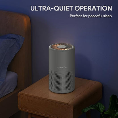 FULMINARE Air Purifiers for Home H13 True HEPA Air Filter Quiet Air Cleaner With Night Light Portable Small Air Purifier for Bedroom Office Living Room (Gray 2 Pack)