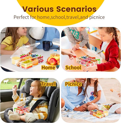 AQSXO 12 Pcs Snack Box Container, 9 Compartments Snack Containers Reusable Meal Prep Lunch Containers.