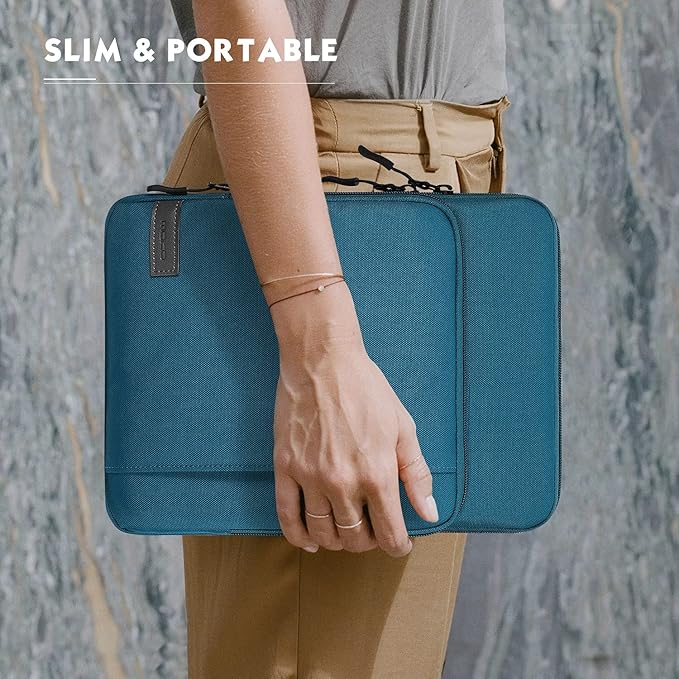 MoKo 12.9 Inch Tablet Sleeve Bag Carrying Case with Pockets Fits 13 Inch New iPad Pro M4 & Air M2 2024, iPad Pro 12.9 M2&M1, Surface Laptop Go 12.4", Galaxy Tab S8+/S9+ 12.4", Peacock Blue