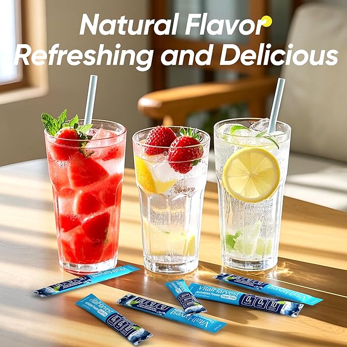 VitalHarvest 36 Sticks Electrolytes Powder Packets Sugar Free Hydration Packets Electrolyte Liquid Daily IV Drink Mix with Blueberry, Low Sodium, 0 Calorie