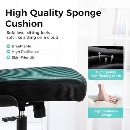 ALPHA HOME Ergonomic Office Chair with Massage Function&Coat Hunger, High-Back Mesh Computer Chair with Lumbar Support, Adjustable Height&Headrest&Flip-up Armrest, 360° Swivel Wheels, SGS Certified