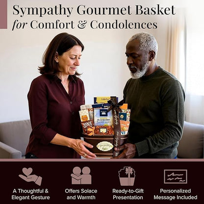 Broadway Basketeers Sympathy Care Package Gift Basket of Chocolates & Sweets.Send Condolences & Well Wishes with Beautiful Basket Enjoy Large Assortment of Sweets & Savory,Perfect for Mom Dad Friends