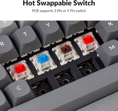 Keychron Q2 Wired Custom Mechanical Keyboard, QMK/VIA Programmable Macro, Full Aluminum, Hot-Swappable Gateron G Pro Blue Switch, 65% Layout Double Gasket Compatible with Mac and Windows - Grey