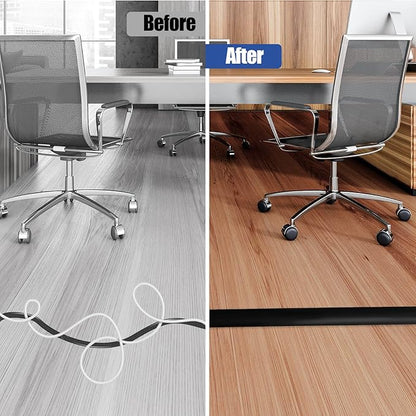 Floor Cord Cover Cavity 0.8"x0.37" Self Adhesive Cord Hider, 10FT Low Profile Cable Management, Extension Strip Protector for Wires, Prevent Cable Trips for Offices, Gyms, Exhibitions（Black）