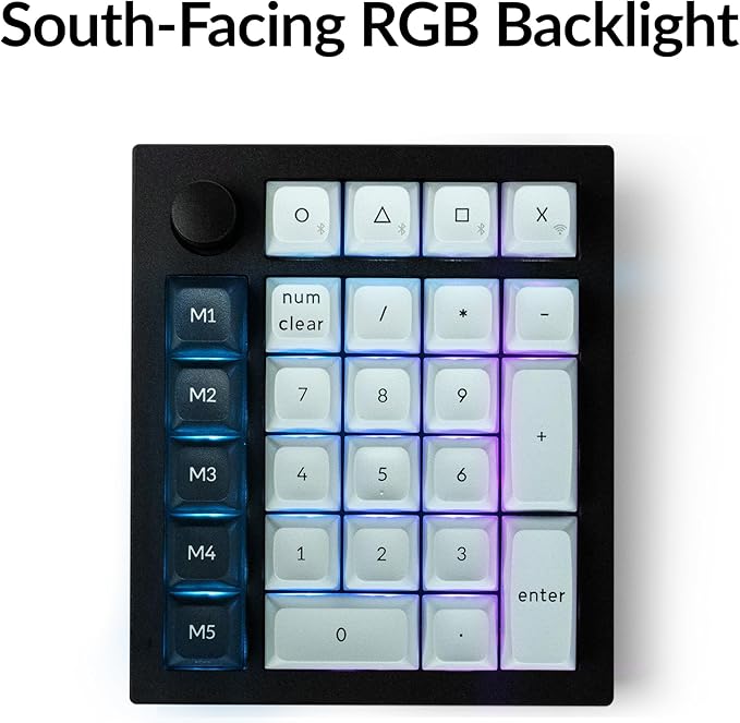 Keychron Q0 Max Wireless Custom Mechanical Numpad, 2.4 GHz/Bluetooth 5.1/Wired QMK Number Pad, RGB Hot-Swappable with Gateron Red Switch for Laptop Mac Windows Linux - Black