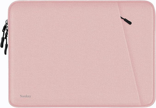 Laptop Sleeve Case 14 inch, Shockproof Protective Computer Cover with Accessories Pocket, Portable Laptop Bag Compatible for 14 inch MacBook Air/Pro, Dell, HP, Acer, Asus, Lenovo, Pink