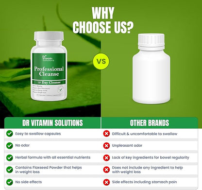 DR VITAMIN SOLUTIONS 15 Day Gut Cleanse Detox for Women, GLP-1 Support - Natural Colon & Detox Cleanse for Weight Loss - Bloating & Constipation Relief - Flushes Toxins & Supports Immunity - 30 Ct.