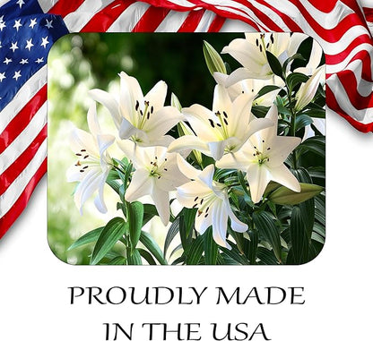 Floral Pattern Flower Mouse Pad Mat Mousepad for Desk Computer Laptop PC Gaming Home or Office Gift for Her Flowers (White Lily MP106)