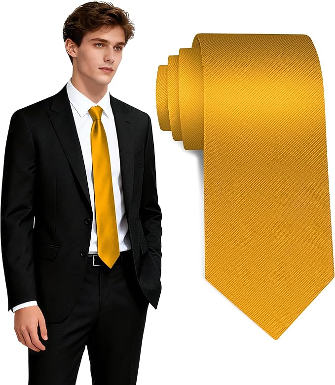 Fineknot Black Ties for Men, Formal Neckties for Men, Solid Color Mens Ties for Business, Wedding, Party, Mens Neck Tie