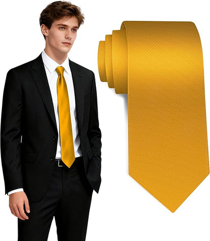 Fineknot Black Ties for Men, Formal Neckties for Men, Solid Color Mens Ties for Business, Wedding, Party, Mens Neck Tie