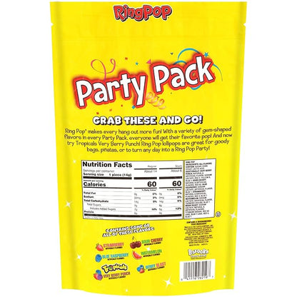 Ring Pop Candy, Christmas Lollipops, 20 Ct Party Favors in Assorted Fruity Flavors - Full Size, Bulk Variety Pack, Individually Wrapped Hard Candy For Stocking Stuffers, Holiday Gifts