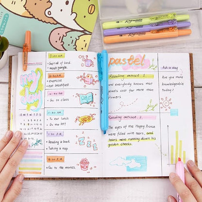 WRITECH Retractable Highlighters Assorted Colors: Chisel Tip Click Aesthetic Highlighter Marker Pens Pack Multi Colored Ink No Bleed Smear for Highlighting Journaling (12ct Neon+Pastel)