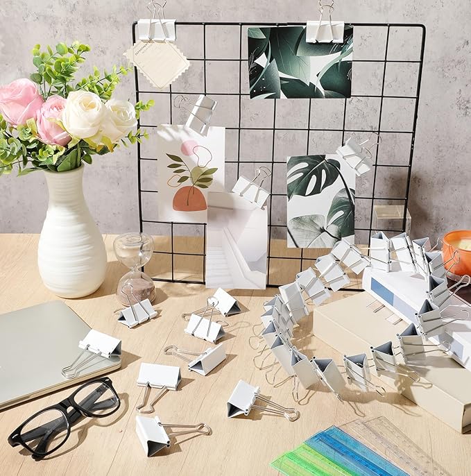 Jetec 200 Pcs Extra Large Binder Clips Bulk 2 Inch Metal Jumbo Binder Clips Office Supplies White Paper Clamps for Teachers Students Office Business Supplies