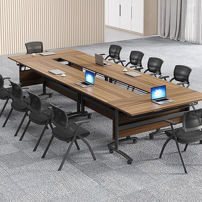 Conference Table,Modern Portable Folding Conference Room Table,Flip Top Rolling Mobile Training Table with Silent Locking Wheels for Seminar Meeting Table Business Tables (6 Pack, 47.2x23.6x29.5inch)
