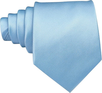 Barry.Wang Tie Sets for Men Silk Solid Necktie Stain Ties Handkerchief Pocket Square Cufflinks Wedding Business Dyed