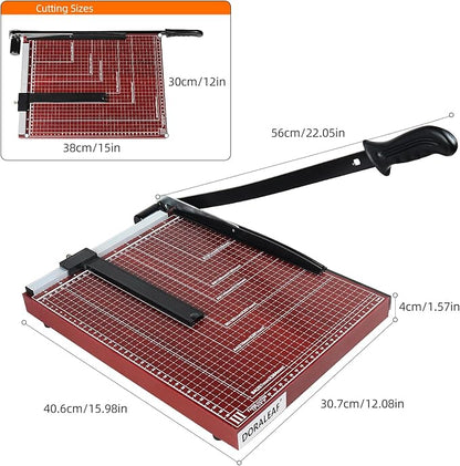 B4 Paper Cutter Paper Slicer with Safety Guard and Blade Lock Paper Trimmer Guillotine Heavy Duty Metal Base 15" Cutting Length Guillotine Paper Cutter for Office Home School(Red)
