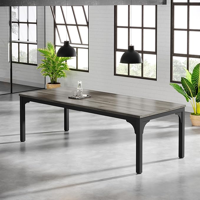 6.56 FT Conference Table, Super Sturdy Large Rectangle Meeting Seminar Table for 8 Person, Long Business Tables (Grey, 1PC)