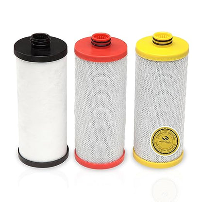 Aquasana Replacement Filter Cartridges | Fit Claryum 3-Stage Under Sink Water Filter | WQA Certified to Reduce Up to 99.99% of PFAS, Microplastics, Lead & Chlorine | AQ-5300R | AQ-C3-R