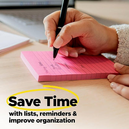 Post-it Super Sticky Notes, 3x3 in, 3 Pads, 2X The Sticking Power, Supernova Neons, Bright Colors, Recyclable (3321-SSMIA)