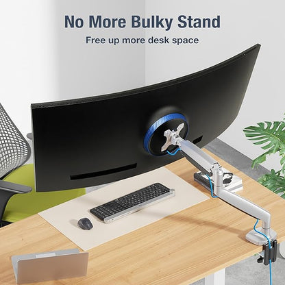 AVLT Single 17"-45" Monitor Arm Desk Mount Premium Mechanical Spring fits One Flat/Curved/Ultrawide Monitor Full Motion Height Swivel Tilt Rotation Adjustable, Gray