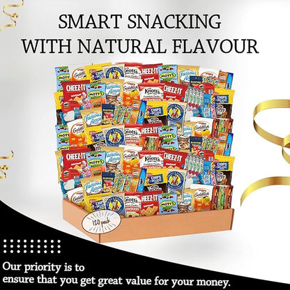 Snack Box Variety Pack (120 Count) - Snacks Variety Pack for Adults, Kids and Teens with Chips, Cookies & Bars - Care Package for College Students, Birthdays, Travel and Office