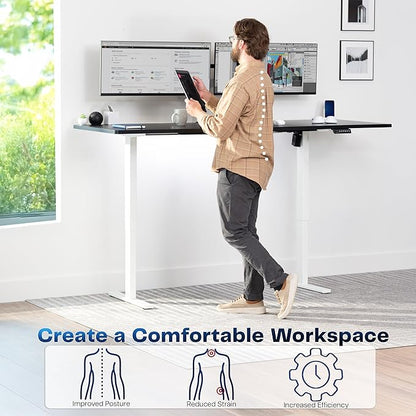 VIVO Large Electric 83 x 30 in Standing Desk, Memory Height Adjustment, 1B Series, Black Top White Frame, DESK-KIT-1W8B
