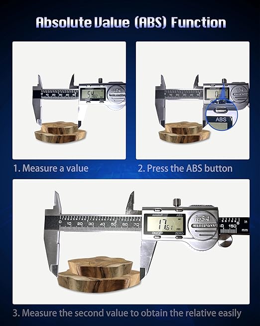 Digital Caliper Measuring Tool, 6 Inch with Feeler Gauges, IP54 Waterproof Stainless Steel, MM/Inch/Fraction, (ABS) Absolute Scale Calipers, Auto-Off LCD Micrometer Vernier Caliper