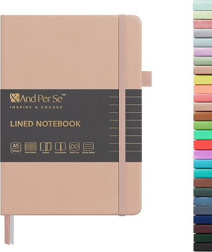 &And Per Se Lined Journal Notebook, 160 Pages, A5 5.7 x 8 inches College Ruled Thick Paper Notebook Journals  (1 Pack, Apricot)