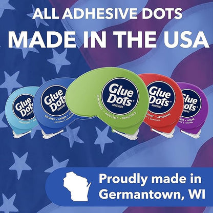 Glue Dots, Dispenser for everyday uses, 125 Dots, 3/8", .375 Inches, Movable, Repositionable, Multi-Functional, Label Containers, Glue Stick and Tape Alternative, Clear