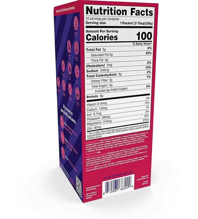 Perk Chill Chocolate Raspberry Flavored Drink Mix (10 Servings) - Gluten-Free, Peanut-Free