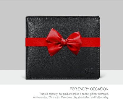 Oak Leathers Slim Leather Wallet for Men - RFID Wallets Credit Card Holder Ultra Thin Gift for Mens, Front Pocket Minimalist Design