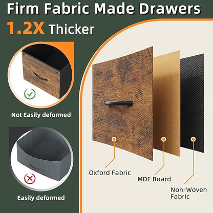 4 Drawer Lateral File Cabinet, Mobile Filing Cabinet for Large Printer, Home Office Functional Small Office Storage Cabinet & Printer Stand, Fits Letter/A4, 30.4''W, Rustic Brown