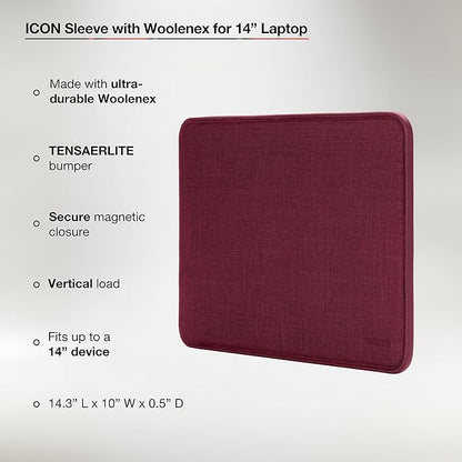 Incase ICON Sleeve with Woolenex - MacBook Pro 14 inch Case - 2024, 2023, 2022, 2021, M4, M3, M2, M1 - Fitted MacBook Case, Laptop Sleeve, Hard Cover, Durable, Lightweight - Cosmic Red