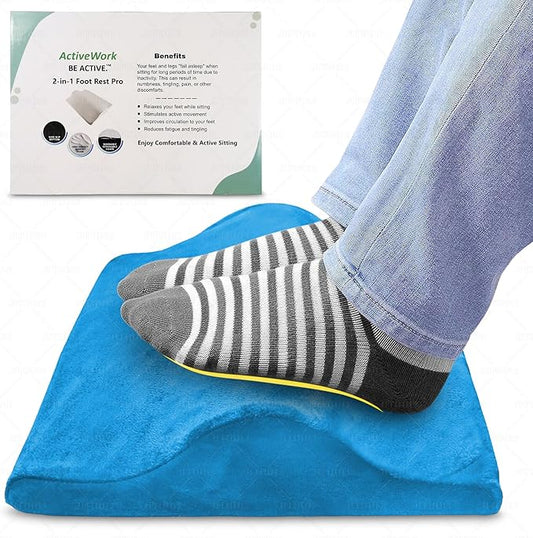 2-in-1 Portable Foot Rest Pro - Extra Large - Foot Rest & Foot Leg Exerciser - Improve Circulation & Relax Exercise Massage Foot Under Desk Work Office Chair, Gaming & Home - Seniors (Gray)