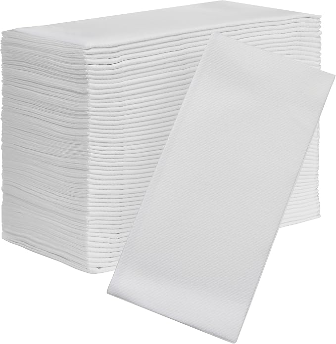 AMERICAN HOMESTEAD Paper Napkins - White Disposable Linen-Like Dinner Napkins - Restaurant-Quality Table Serviettes for Weddings, Parties, and Events - 15.75" x 15.75" - 100 Count