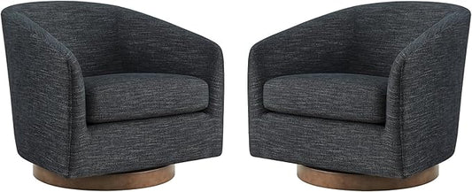 CHITA Swivel Accent Chair Set of 2, FSC Certified Upholstered Fabric Barrel Chair for Living Room, Fully Assembled, Midnight