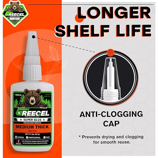 Super Glue Medium Thick for Metal, Wood, Ceramic, Glass, Multi-Purpose Instant Glue 2 oz - Clear Cyanoacrylate Adhesive (CA) Superglue with Extra Gel for DIY Craft, 3D Printing, Model (1 Pack)