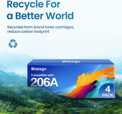 206A 206X Toner Cartridges Replacement for HP 206A 206X for Color Laserjet Pro MFP M283fdw M283cdw M283fdn M282mw Pro M255dw M255nw M283 M255 Printer | W2110A W2110X High Yield (BCMY)