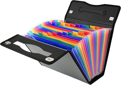 CNK Accordion File Folders with 24 Pockets Organizer for Document Paper Storage Folder Documents Expanding Binder Folio Pocket Receipt Filing Expandable Files Dividers Labels Letter Durable Handle