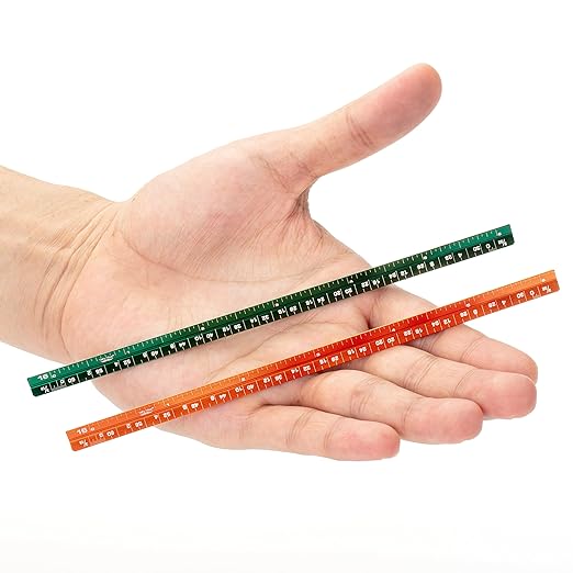 Mr. Pen- Small Architectural Scale Ruler, Aluminium, 6 Inch, 2 Pack, Green and Orange, Pocket Size Ruler, Triangle Ruler, Metal Ruler Set, Architect Scale Ruler for Blueprints