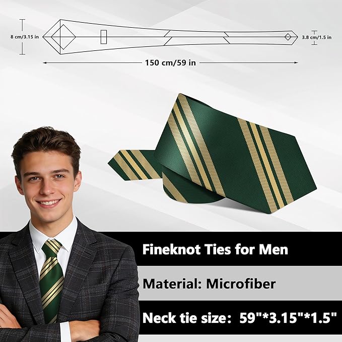 Fineknot Ties for Men, Jacquard Neck Ties, Mens Plaid Paisley Striped Tie, Classic Floral Mens Ties for Wedding Business