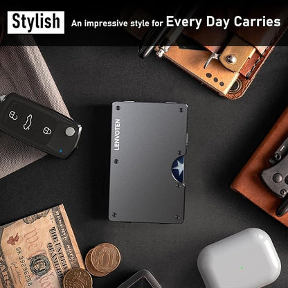 Upgraded Hinged Minimalist Wallet for Men | Slim Metal RFID Blocking Wallet | Credit Card Holder & Money Clip Holds 20 Cards | Premium Scratch-Resistant Finish | Ideal Gift for Men