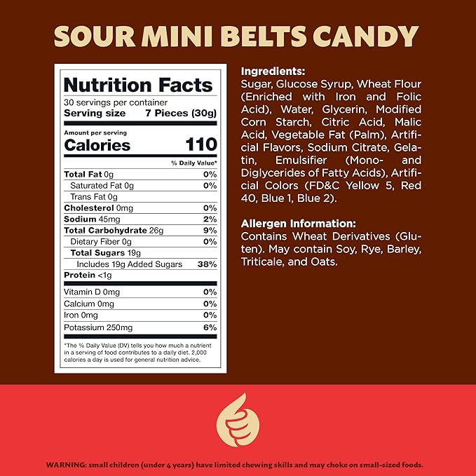 Sour Mini Belts Gummy Candy | 2-Pound Bag | Sugar-Sanded Treats