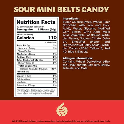 Sour Mini Belts Gummy Candy | 2-Pound Bag | Sugar-Sanded Treats