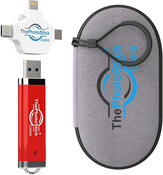 ThePhotoStick® Omni 512GB + Protective Case | Secure Photo & Video Backup and Transfer | Digital File Organization | USB & Multiport Connection for Phones, Tablets and Computers | Water Resistant Case