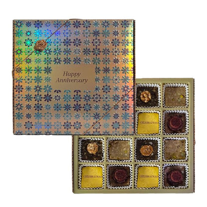 Laumière Gourmet Fruits - Superfood Parfait Collection [Happy Anniversary Edition] - Square (16 Pcs) - Healthy Gift Basket - Dried Fruit Gift Basket - No Added Sugar - Gluten Free