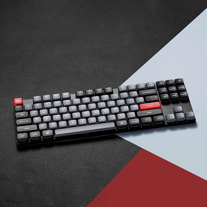 Keychron K1 Pro TKL Layout Ultra-Slim QMK/VIA Custom Bluetooth Wireless/USB Wired Mechanical Keyboard with Hot-Swappable Low-Profile Gateron Brown Switch, RGB Backlit PBT Keycaps for Mac Windows Linux